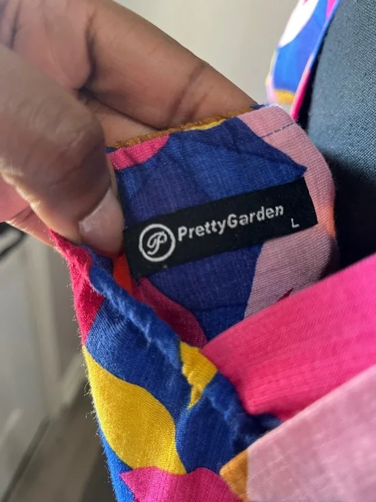 Pretty Garden Women’s Vibrant Tie-Shoulder Maxi Dress in Multicolor Sz L Summer - Picture 3 of 9